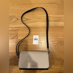 Kate spade black and warm beige small flap crossbody